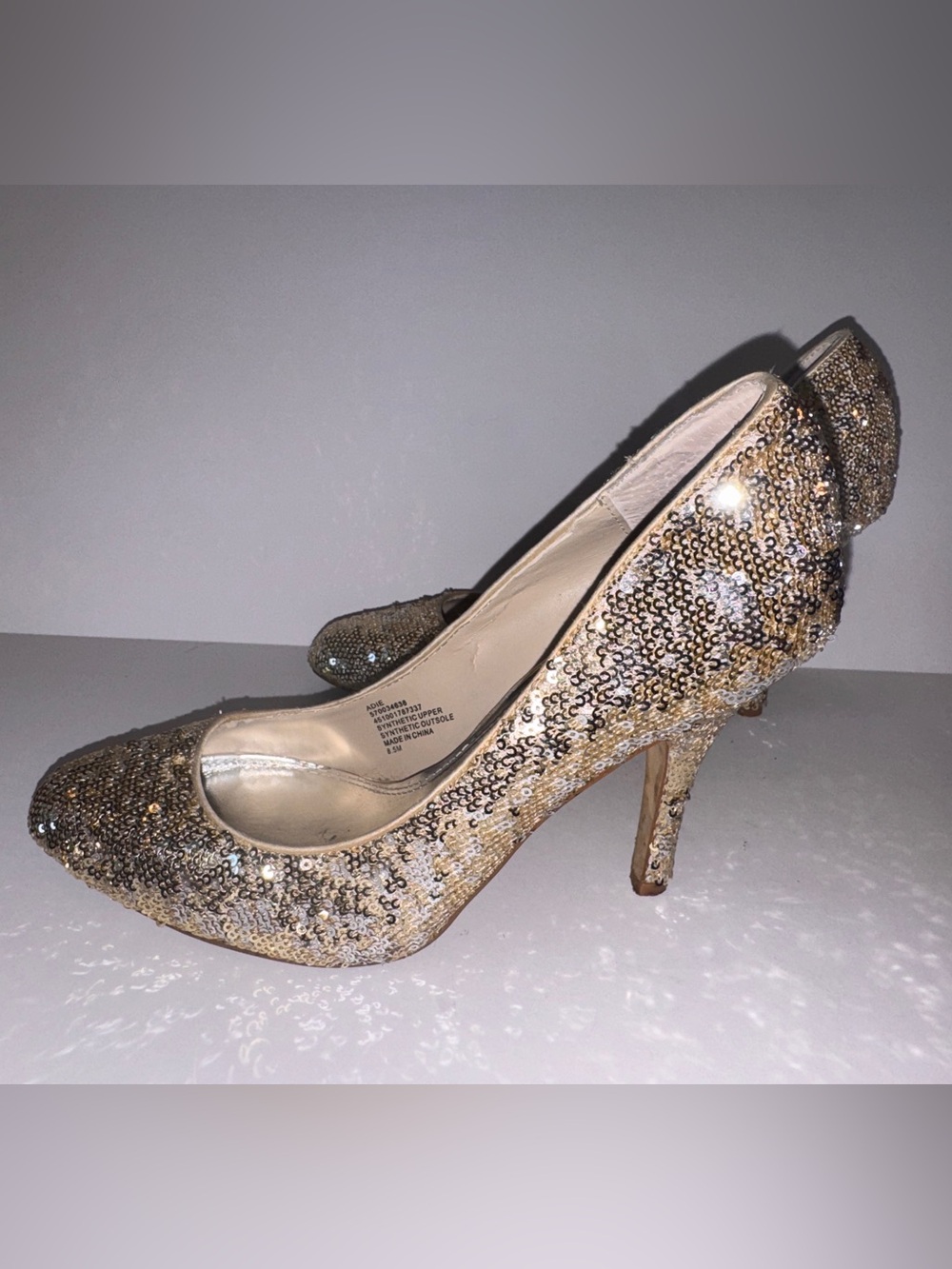 White House Black Market “Adie” Gold Sequin High Heel Pumps